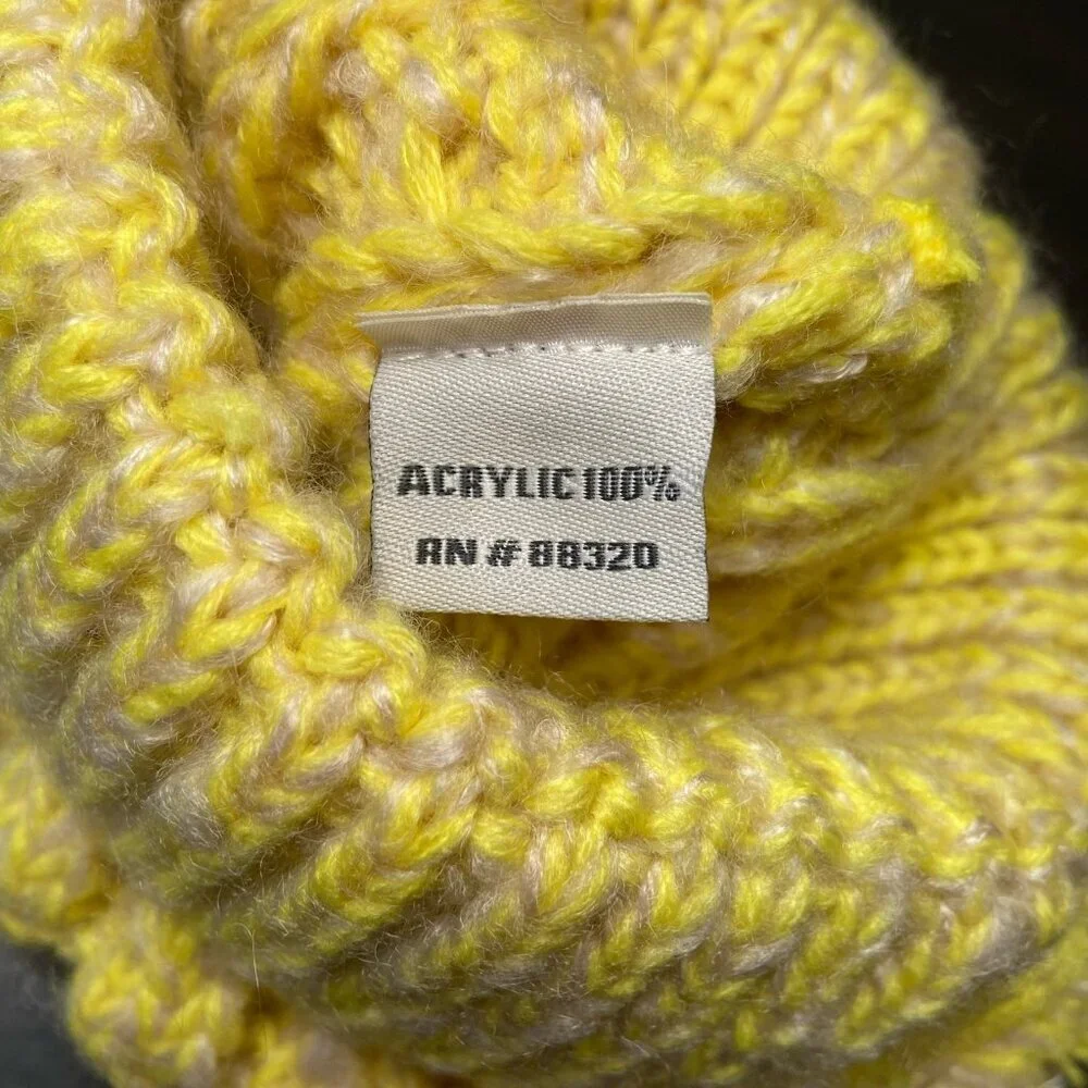 C.C. Kids Double Pom Beanie Yellow Knit Hat NWT